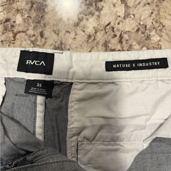 RVCA Men's Charcoal Flat Front Shorts - Picture 2 of 3